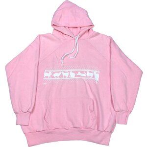 Vintage 70s 80s Pareill Kitten Pink Hoodie Sweatshirt‎ Women’s Size XL